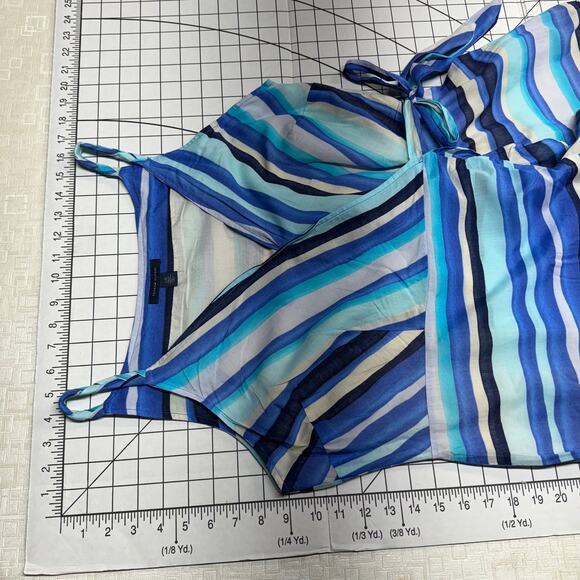 Tommy Hilfiger Gorgeous Blue Striped Wrap Shift Nautical Sundress Women Large - Picture 9 of 11